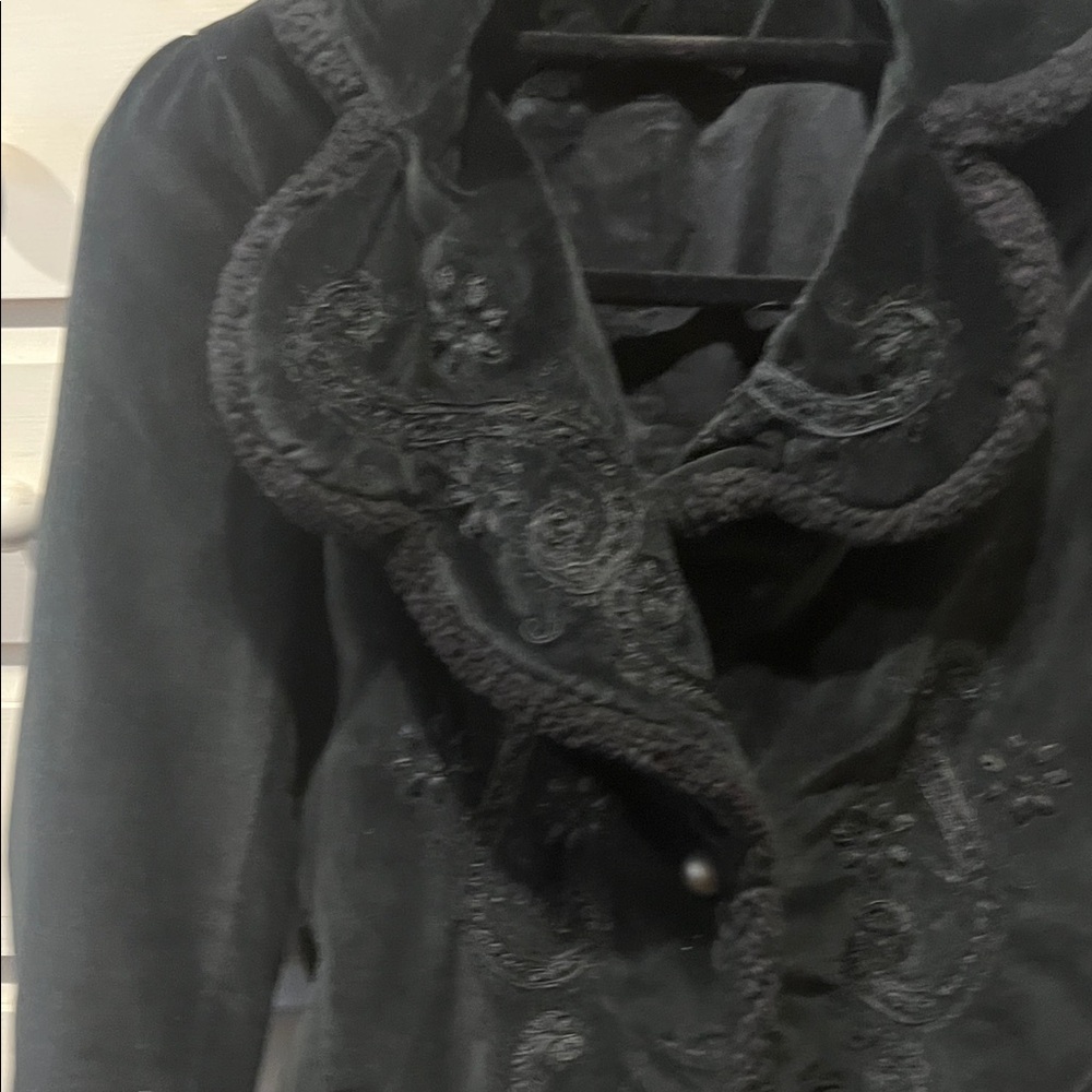 What Goes Around Comes Around Black Embroidered Cape